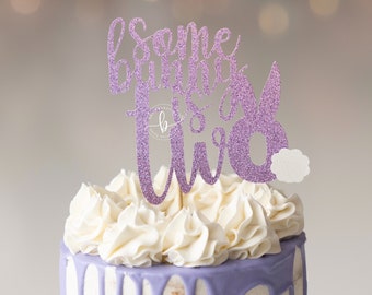 Some Bunny is Two Cake Topper: Glitter Spring Birthday Decor