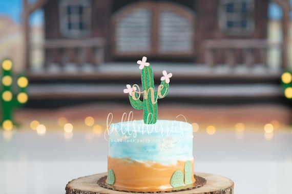 Dcoration de gteau pour premier anniversaire, cactus scintillant