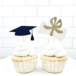 Graduation Cupcake Toppers/ Class of 2024 Cupcake Toppers/ Graduation Cap/ set of 12