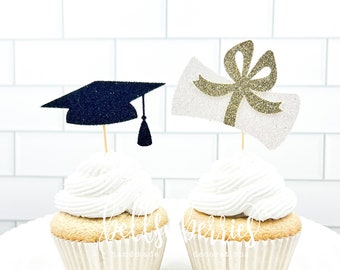 Graduation Cupcake Toppers/ Class of 2024 Cupcake Toppers/ Graduation Cap/ set of 12