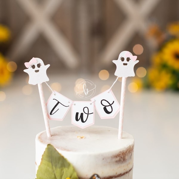 Girly Ghost Cake Bunting Topper/ Halloween cake topper/ Halloween baby shower/ Halloween birthday