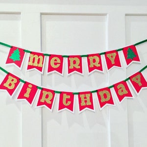 Merry Birthday Banner / Christmas Birthday Banner