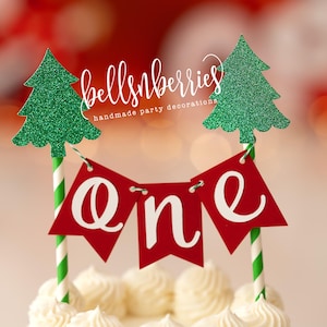 Christmas Age Bunting Cake Topper / Christmas Cake Topper / Christmas First Birthday Cake Topper / Christmas Tree Cake Topper