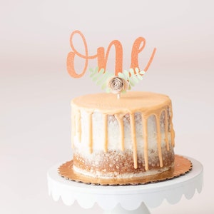 Floral Cake Topper: Personalized Glitter Cardstock Party Decor