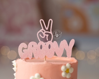 Two Groovy cake topper/ Groovy One cake topper/ peace sign birthday