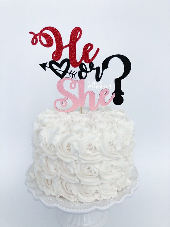 He Or She Valentines Day Cake Topper Valentine S Day Etsy
