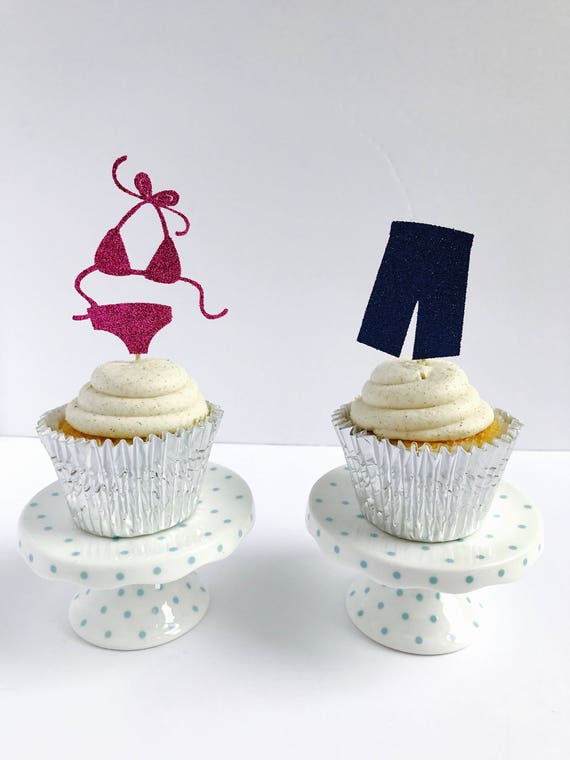 Bikinis and Boardshorts cupcake toppers set of 12/ Bikinis or Etsy