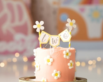 Daisy cake topper/ Groovy One cake topper/ peace sign birthday