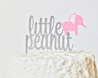 Little Peanut Glitter Elephant Cake Topper: Baby Shower Decor