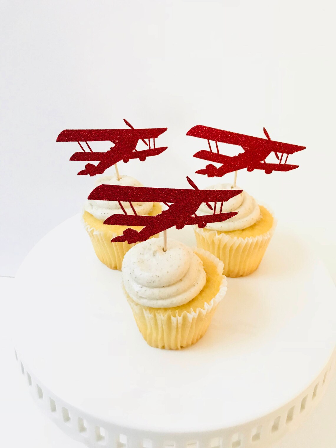 Airplane Cupcake Toppers/ Plane Cupcake Toppers/ Time Flies Etsy