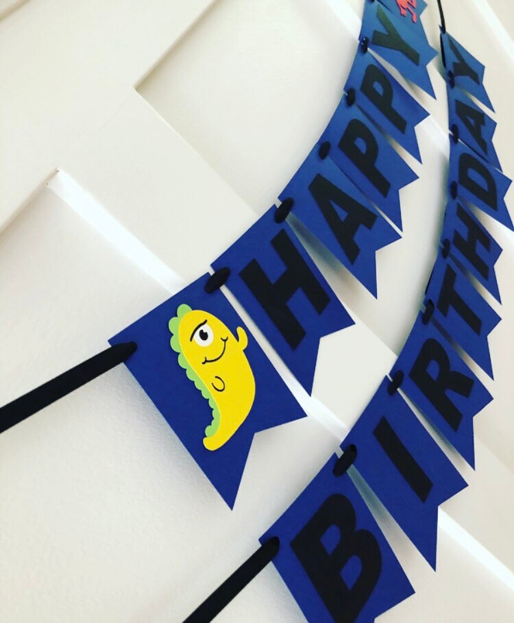 Monster Happy Birthday Banner / Monster Birthday Party / - Etsy