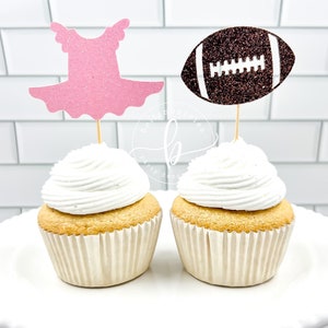 Tutus or touchdowns Cupcake Toppers/ Gender Reveal Cupcake toppers/ Tutus or touchdowns gender reveal party/ set of 12