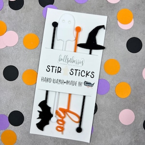 Halloween Stir Sticks/ Halloween Day drink sticks/ set of 4