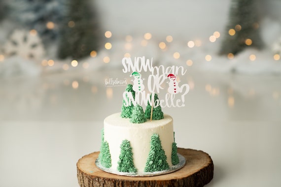 Snowman or Snowbelle Gender Reveal Cake Topper / Christmas Gender