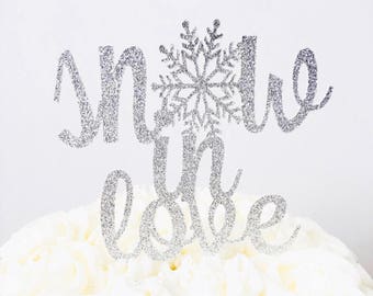 Snow in Love cake topper/ Winter Wedding cake topper/ winter engagement