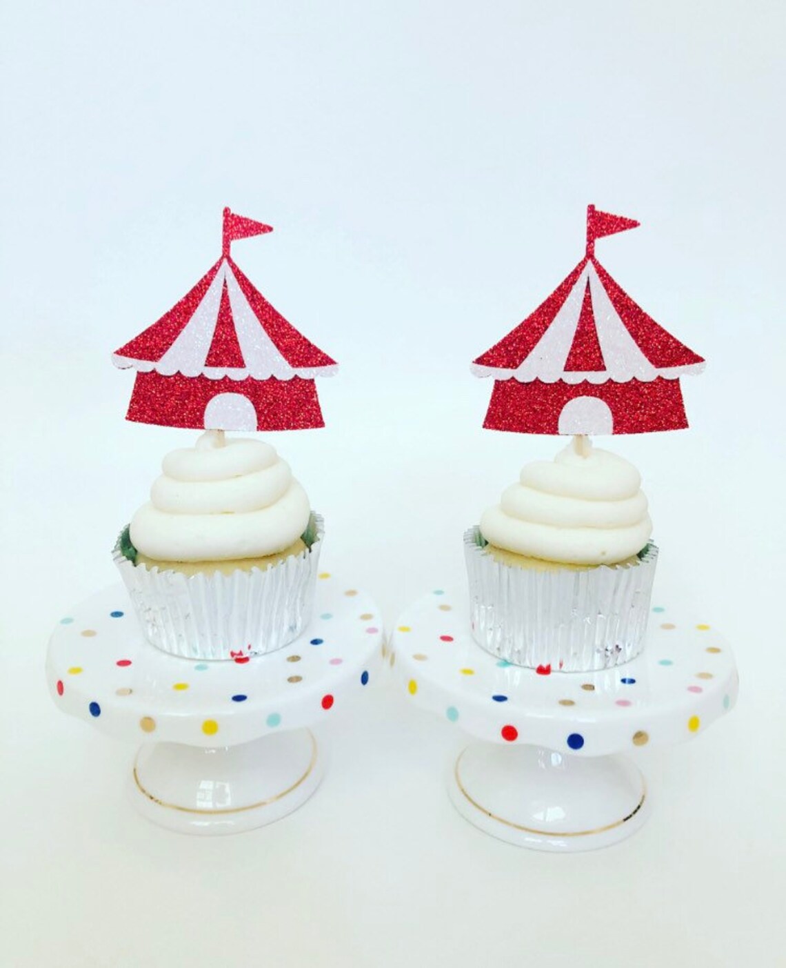 Circus Tent Cupcake Toppers / Vintage Circus / Circus Birthday | Etsy