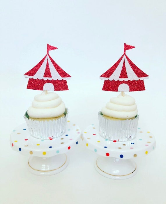 Circus Tent Cupcake Toppers / Vintage Circus / Circus Birthday | Etsy