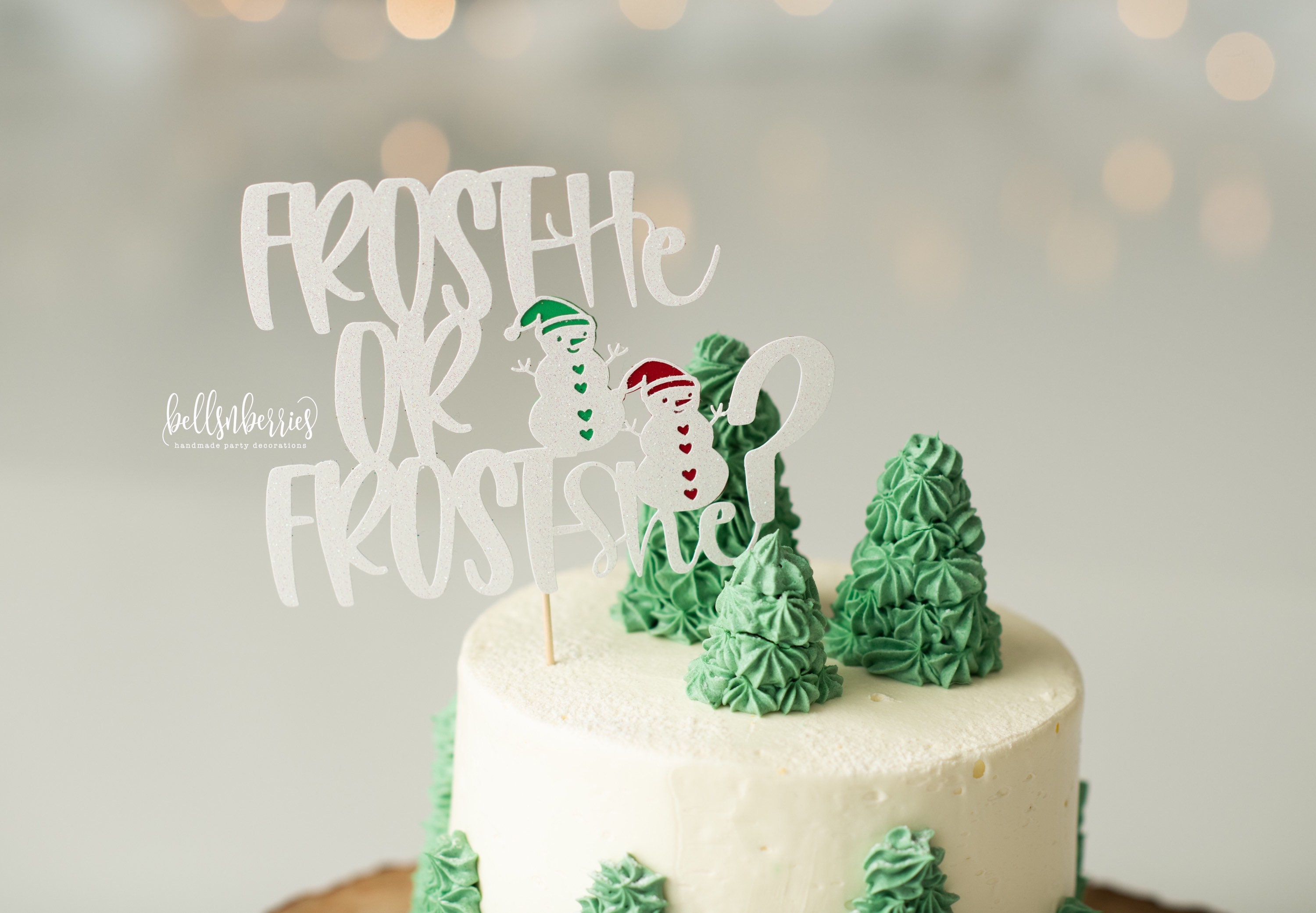 Frosty Gender Reveal Cake Topper / Frost He or Frost She Cake Topper /  Christmas Gender Reveal / Winter Gender Reveal /snowman Gender Reveal 
