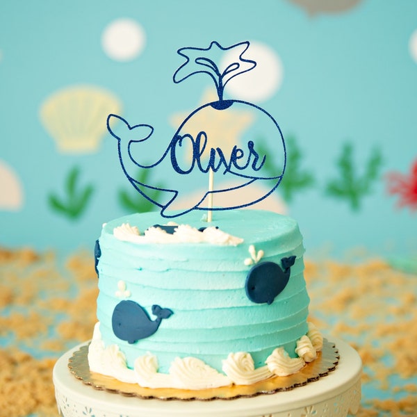 Whale Cake Topper/ Personalized Whale Cake topper