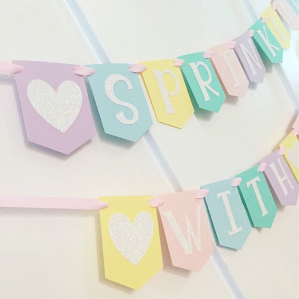 Pastel Sprinkled With Love Banner / Baby Sprinkle Banner