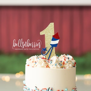 Firecracker Cake Topper / Fourth of July Cake Topper / 4th of July / Firework Cake Topper / Red White & Blue / July 4th Smash Cake