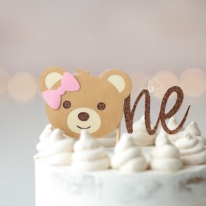 Girly Teddy Bear Cake Topper/ My Beary 1st Birthday/ Bear Birthday/ Teddy Bear
