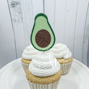 Avocado cupcake toppers/ Avocado birthday party/ AvocaDOS/ Taco Twosday/ set of 12