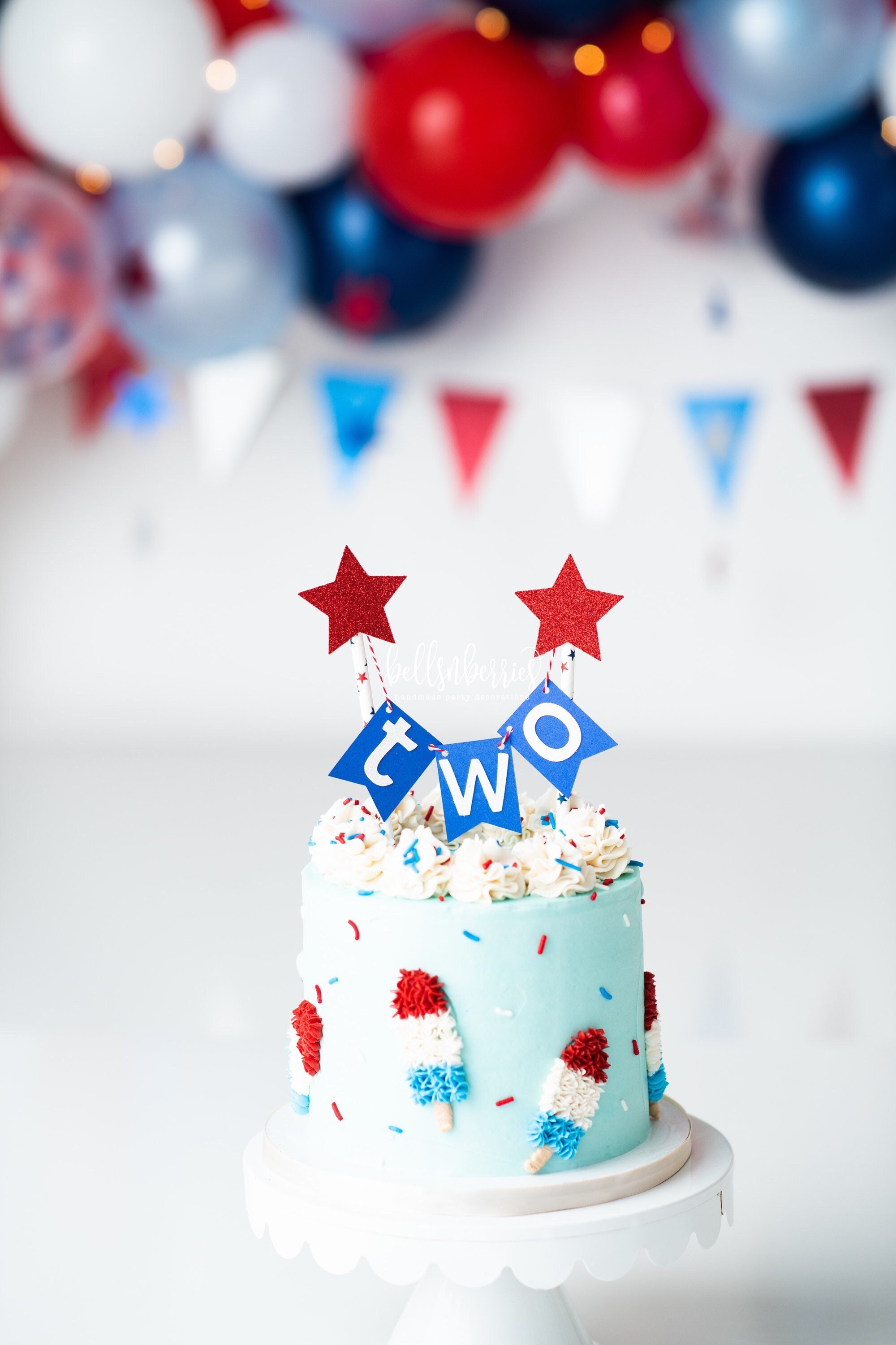 Fourth of July Bunting Cake Topper / 4th of July Birthday / Age