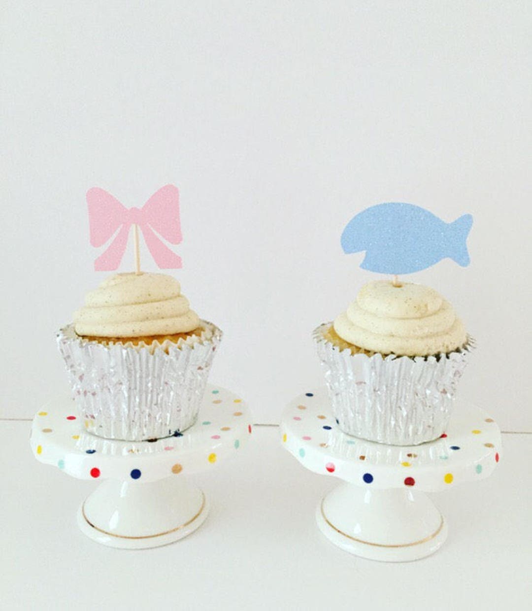 Lures or Lace Gender Reveal Cupcake Toppers 