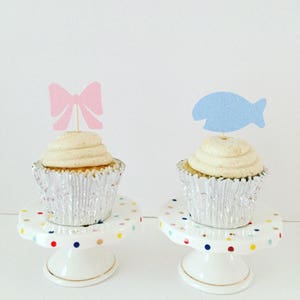 Lures or Lace Gender Reveal Cupcake Toppers