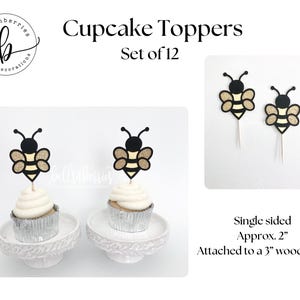 Fun to Bee One Birthday Decorations – Party Bundle or Individual Items 12 Cupcake Toppers
