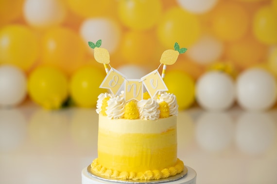 Corona de primer cumpleaños de limón para niñas pequeñas, decoraciones de  cumpleaños de limón, sombrero de cumpleaños rosa claro y amarillo limón