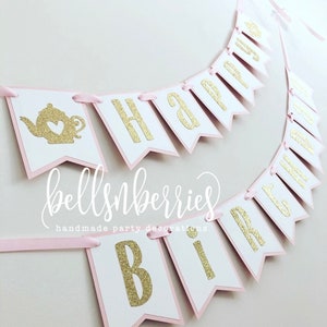 Tea for Two Happy Birthday Banner / Tea Party Birthday