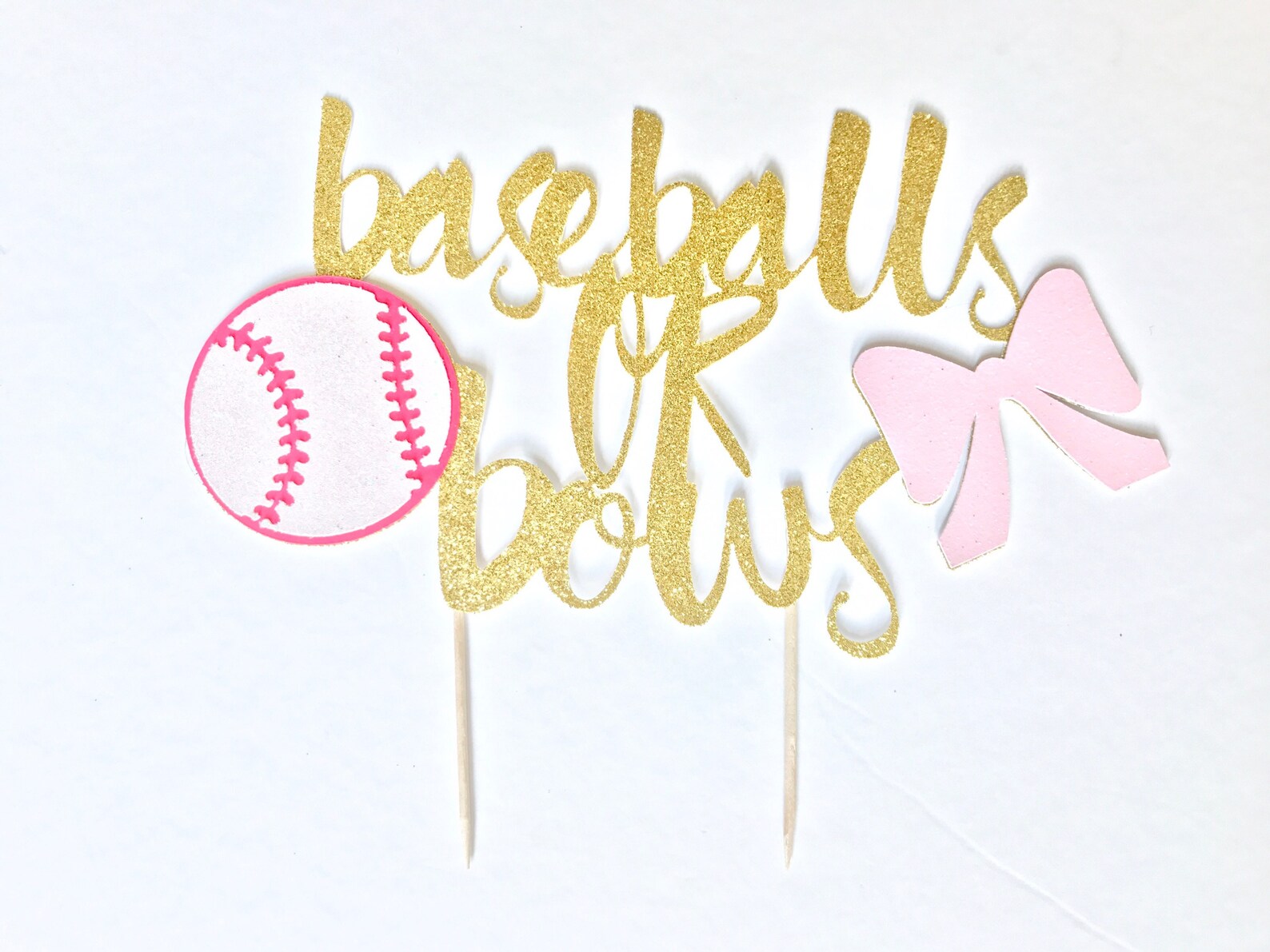 Baseballs or Bows Gender Reveal Cake Topper/ Gender Reveal Etsy