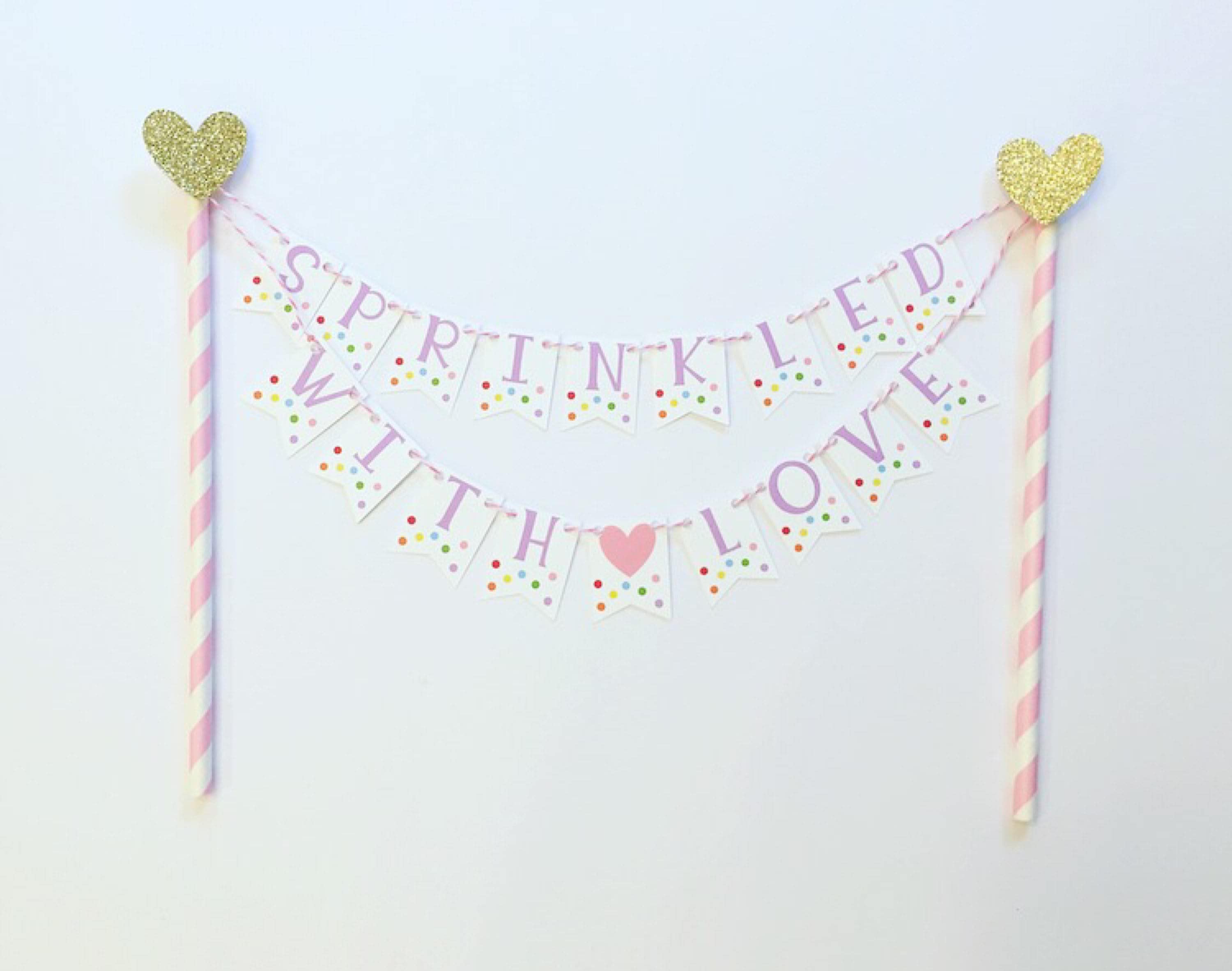 Faisichocalato Sprinkled with Love Banners, Baby Sprinkle Decorations, Sprinkle Themed Baby Shower Party Supplies, Gender Reveal Glitter Pink Blue