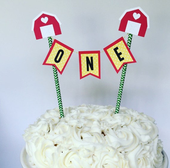 Farm Barnyard Cake Bunting Topper Smash Cake Topper Straw Etsy