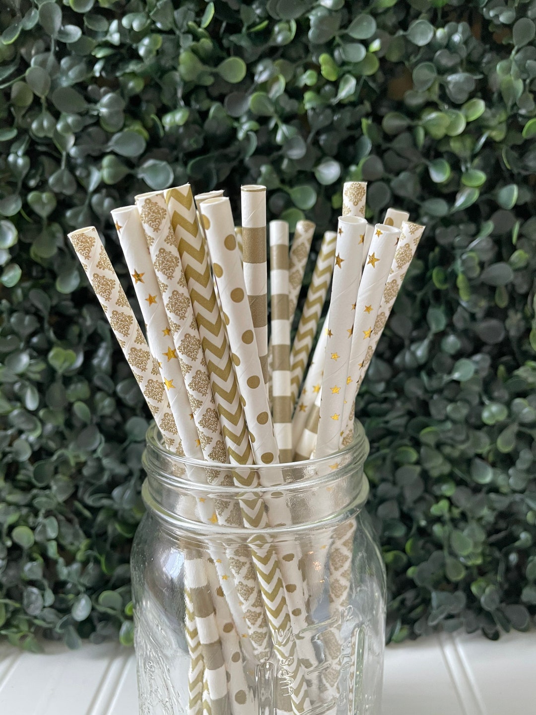 Gold Paper Straw Pack Etsy