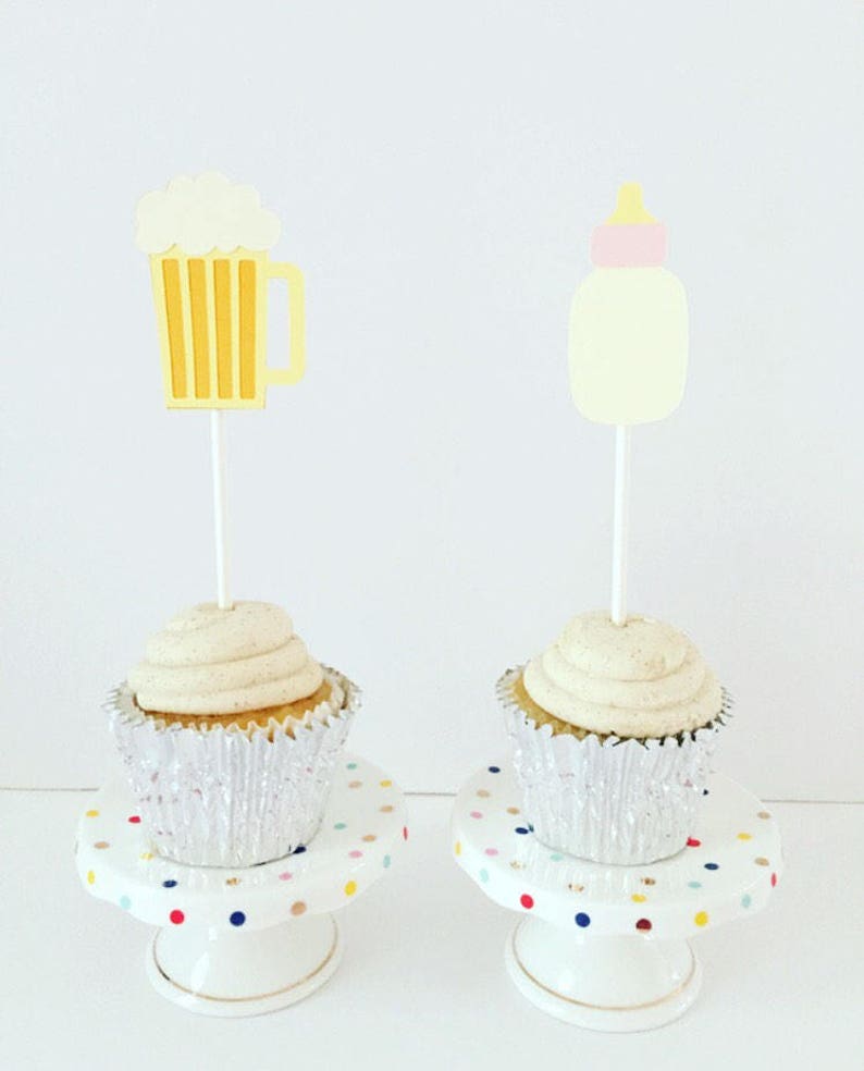 It's A Girl Beer Mug &amp; Baby Bottle Cupcake Topper / Baby | Etsy