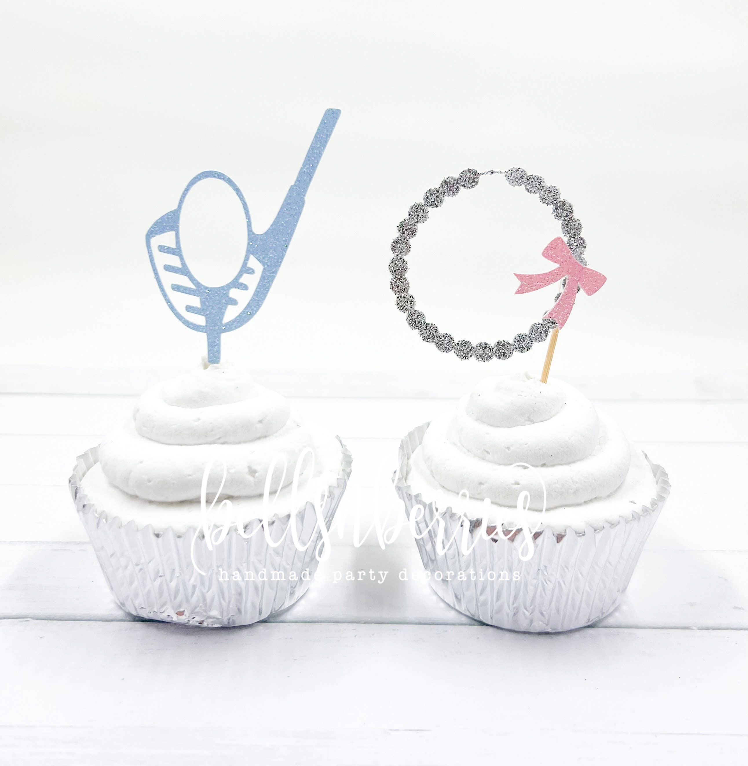 Putters or Pearls Cupcake Toppers/golf Gender Reveal/ Set of 12 