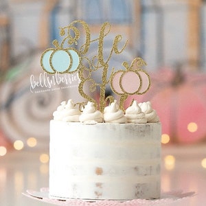 He or She Pumpkin cake topper/ little pumpkin baby shower cake topper/ pumpkin gender reveal/ fall gender reveal cake topper