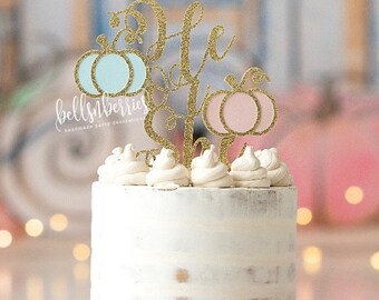Pumpkin Gender Reveal Cake Topper: He or She Baby Shower