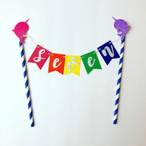 Rainbow Narwhal Cake Bunting Topper / Narwhal Birthday Party / Narwhal Cake Topper