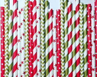 Red and Gold Valentine's Day paper straw pack, multipack of 25