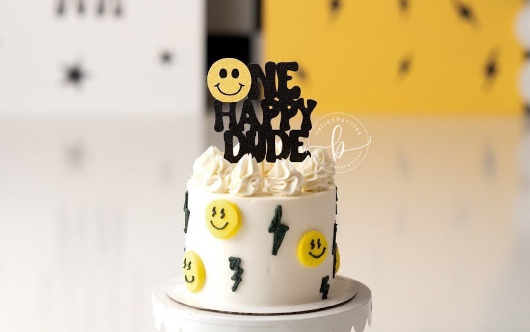 One Happy Dude Topper Groovy One Cake Topper Peace Sign Birthday Etsy Il 1080xN.4868849512 Ex62