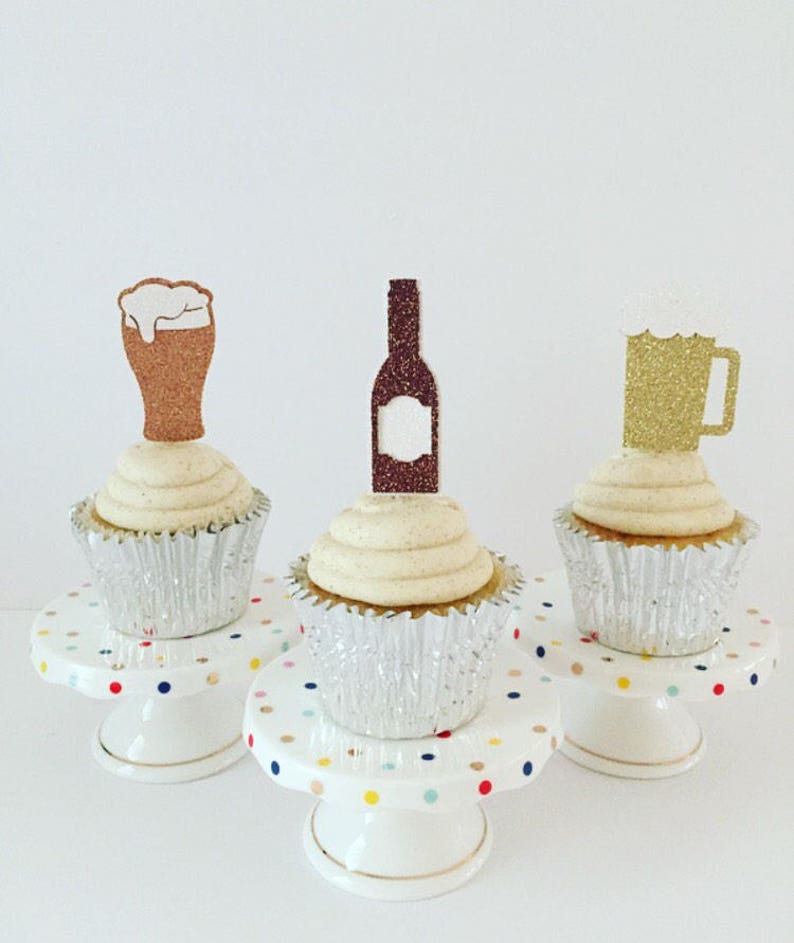 Beer Cupcake Toppers / Cheers & Beers / Cheers to 30 Years / Etsy