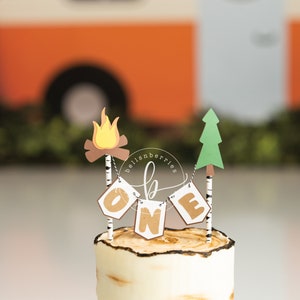 Camper cake bunting topper/ happy camper birthday
