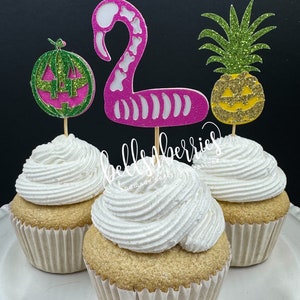 Summerween CupCake Toppers/ set of 12/Halloween cake toppers/ Halloween baby shower/ Halloween birthday