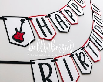 Rock N Roll Birthday Banner: Guitar Party Decoration
