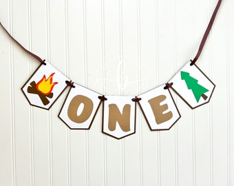Camping High Chair Banner/ happy camper birthday