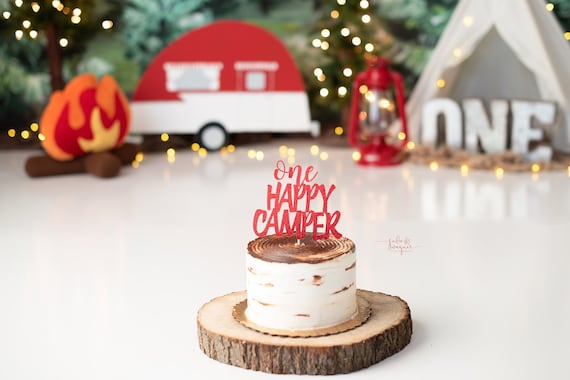 Download One Happy Camper Cake Topper Happy Camper Birthday Etsy
